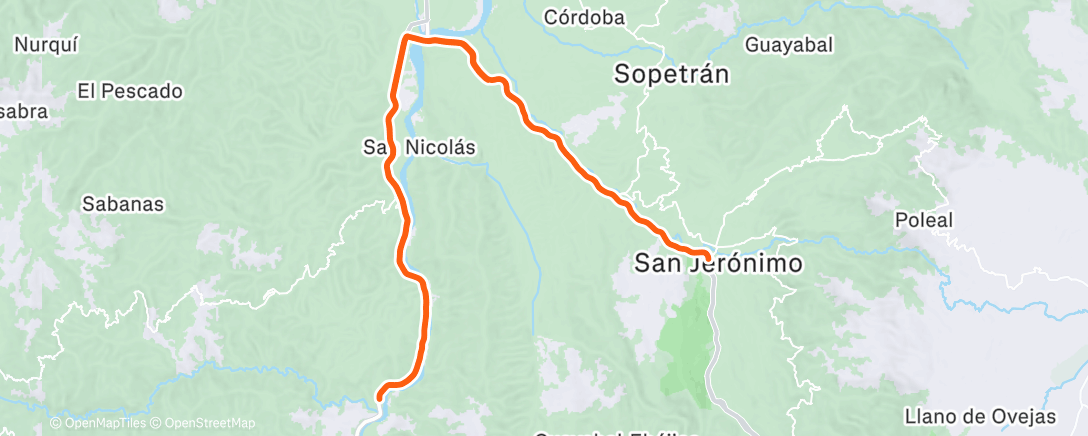 Map of the activity, Bicicleta a la hora del almuerzo