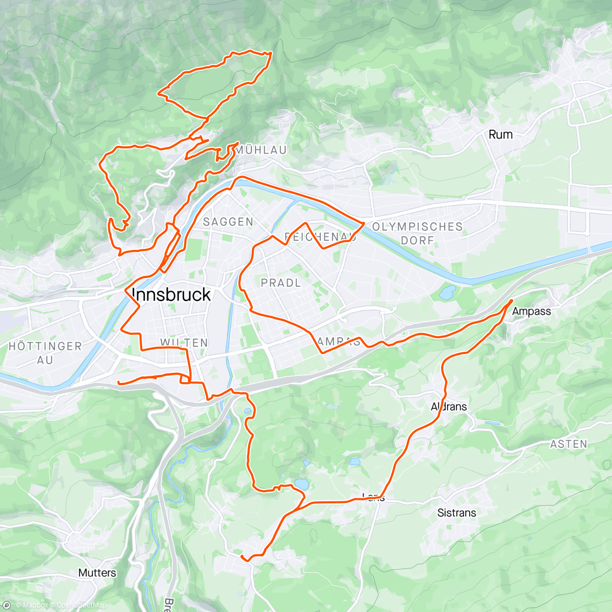 Map of the activity, kleine Innsbruck Umrundung 🏰🚵🏻‍♂️🚵🏻‍♂️
