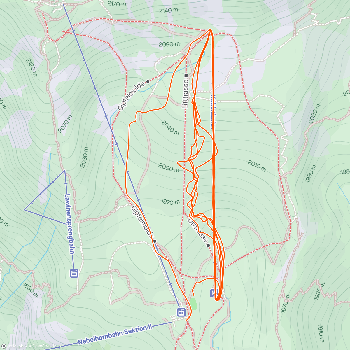 Map of the activity, powder