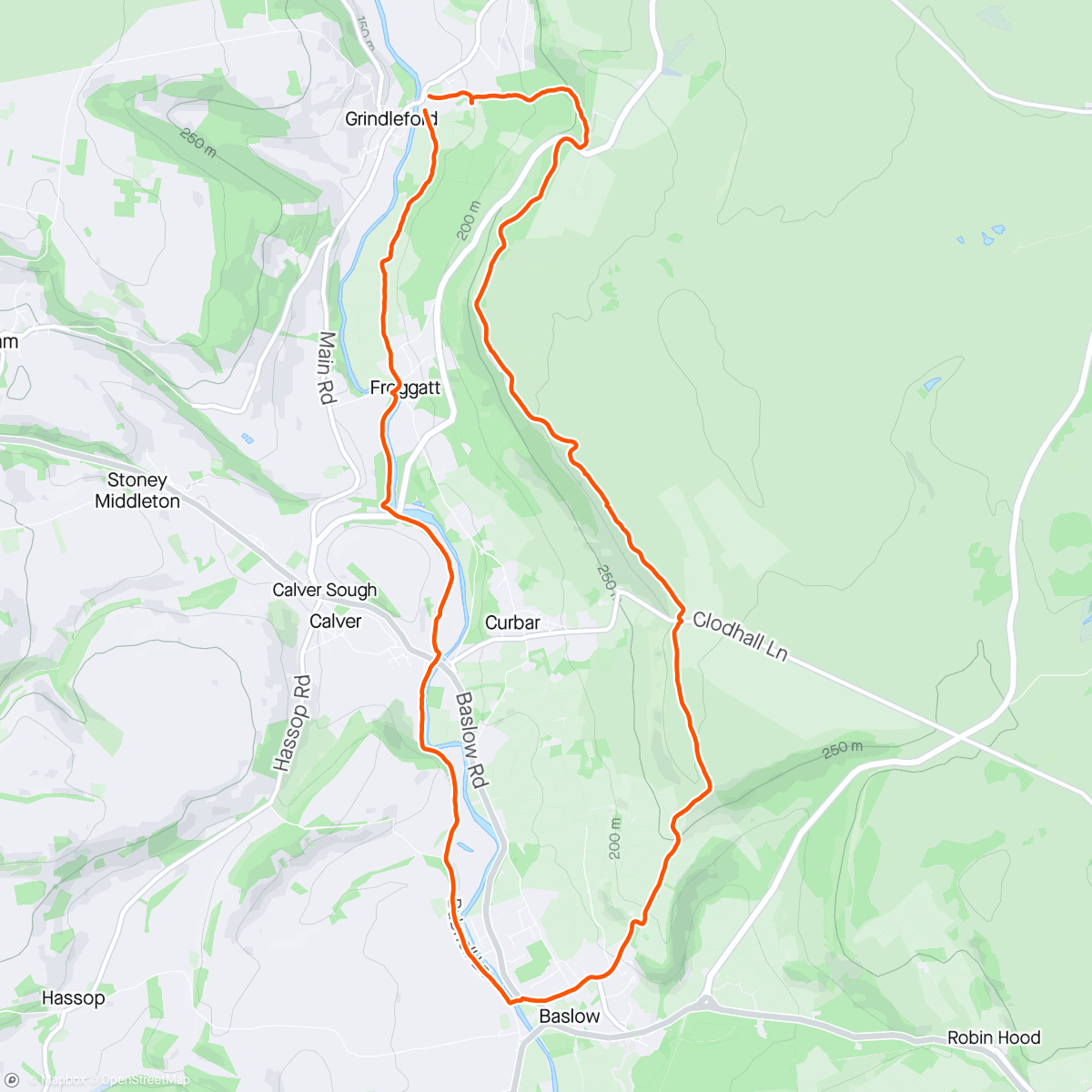 Mapa da atividade, Grindleford-Froggatt-Bubnell loop