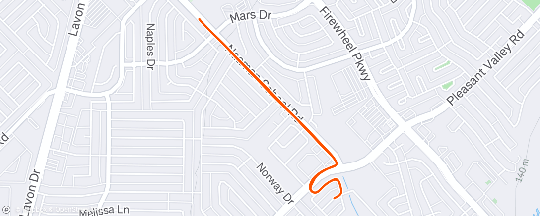 Map of the activity, Afternoon Run