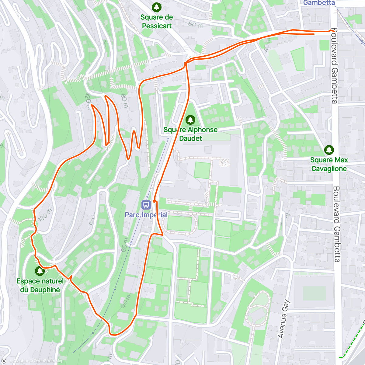 Карта физической активности (Les collines niçoises, parc du Dauphiné)