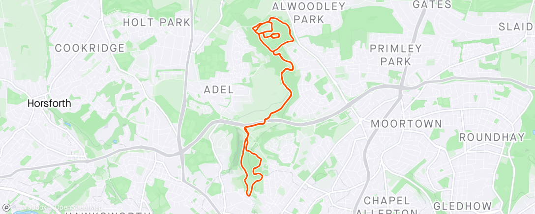 Map of the activity, Meanwood Valley Trail Race 2023