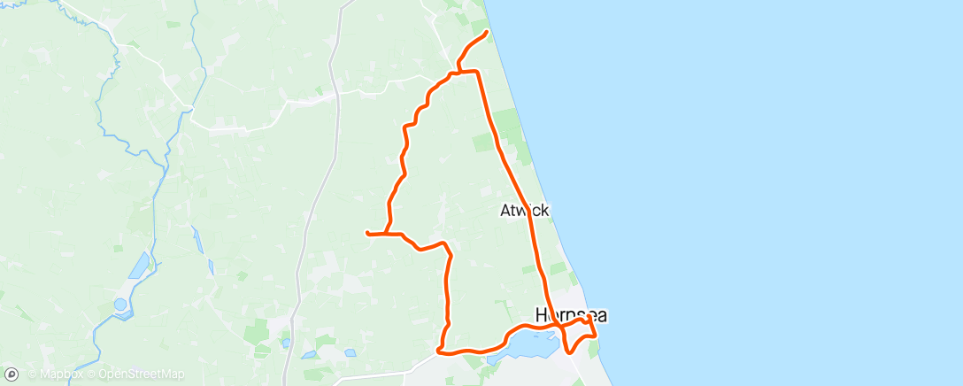 Map of the activity, Lunch Gravel Ride....Skipsea to Hornsea loop