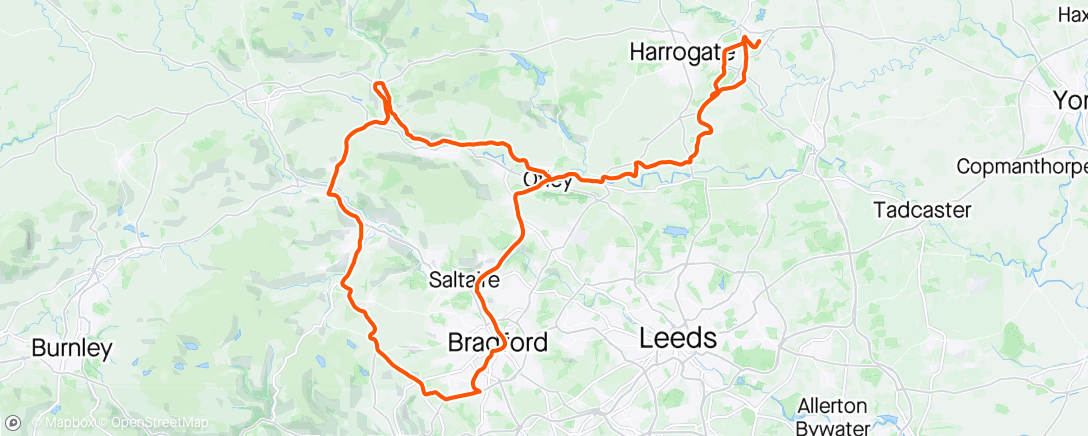 Map of the activity, Knaresborough and a bit of a loop with OCC bit of a damp one 👍