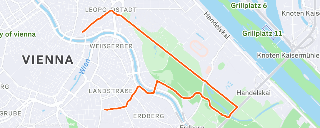Map of the activity, Evening Run