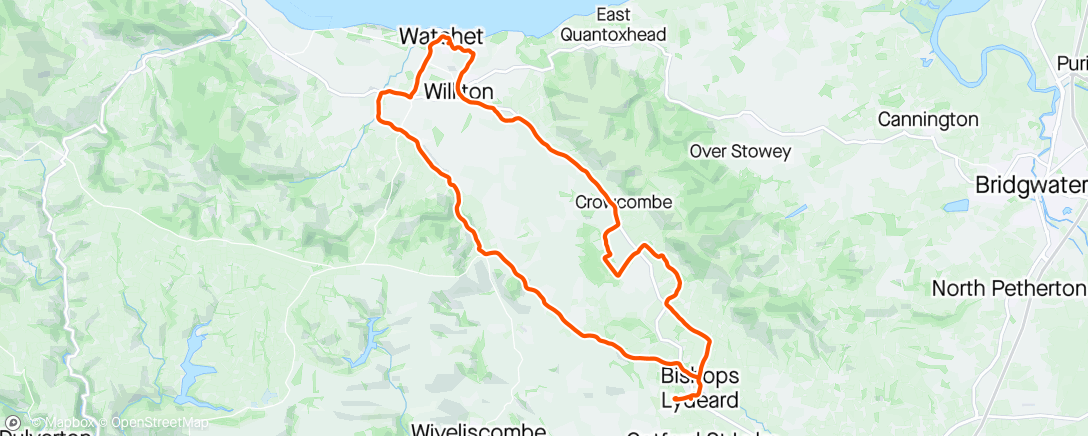 Map of the activity, A round trip to Bishops Lydeard with T & Ali
