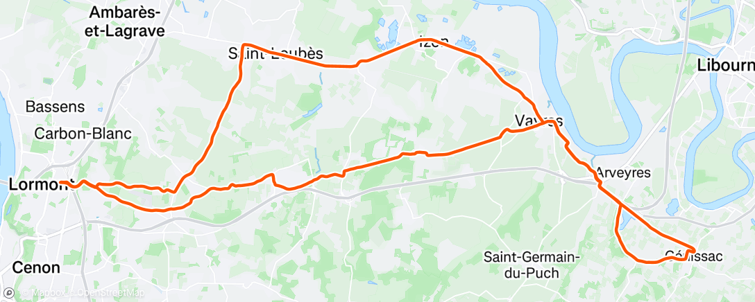 Map of the activity, Sortie vélo dans l'après-midi