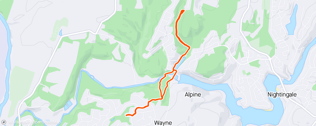 Map of the activity, 6 x 4 minutes uphill