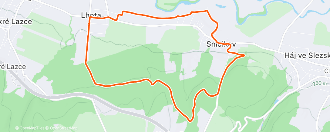 Map of the activity, Afternoon Run