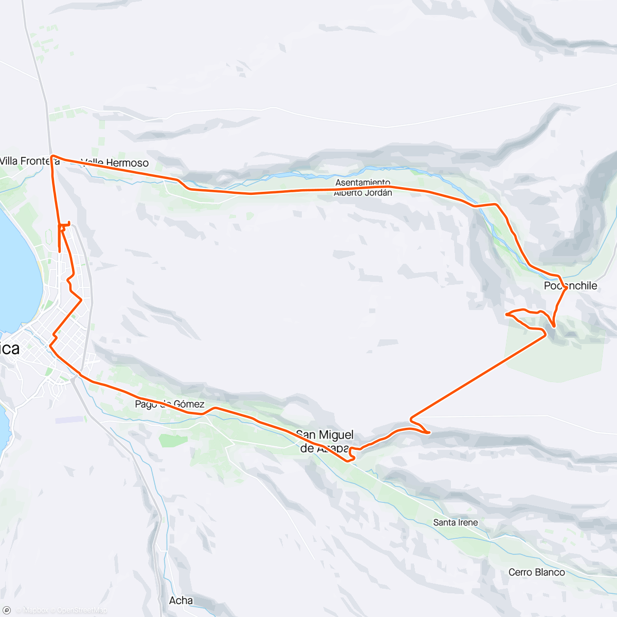 Map of the activity, Cruce de los Valles. Full pega