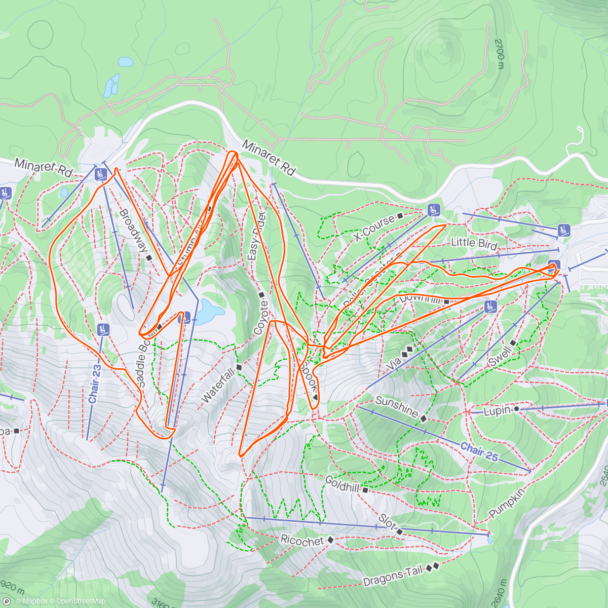 Map of the activity, Day 3 of shredfest