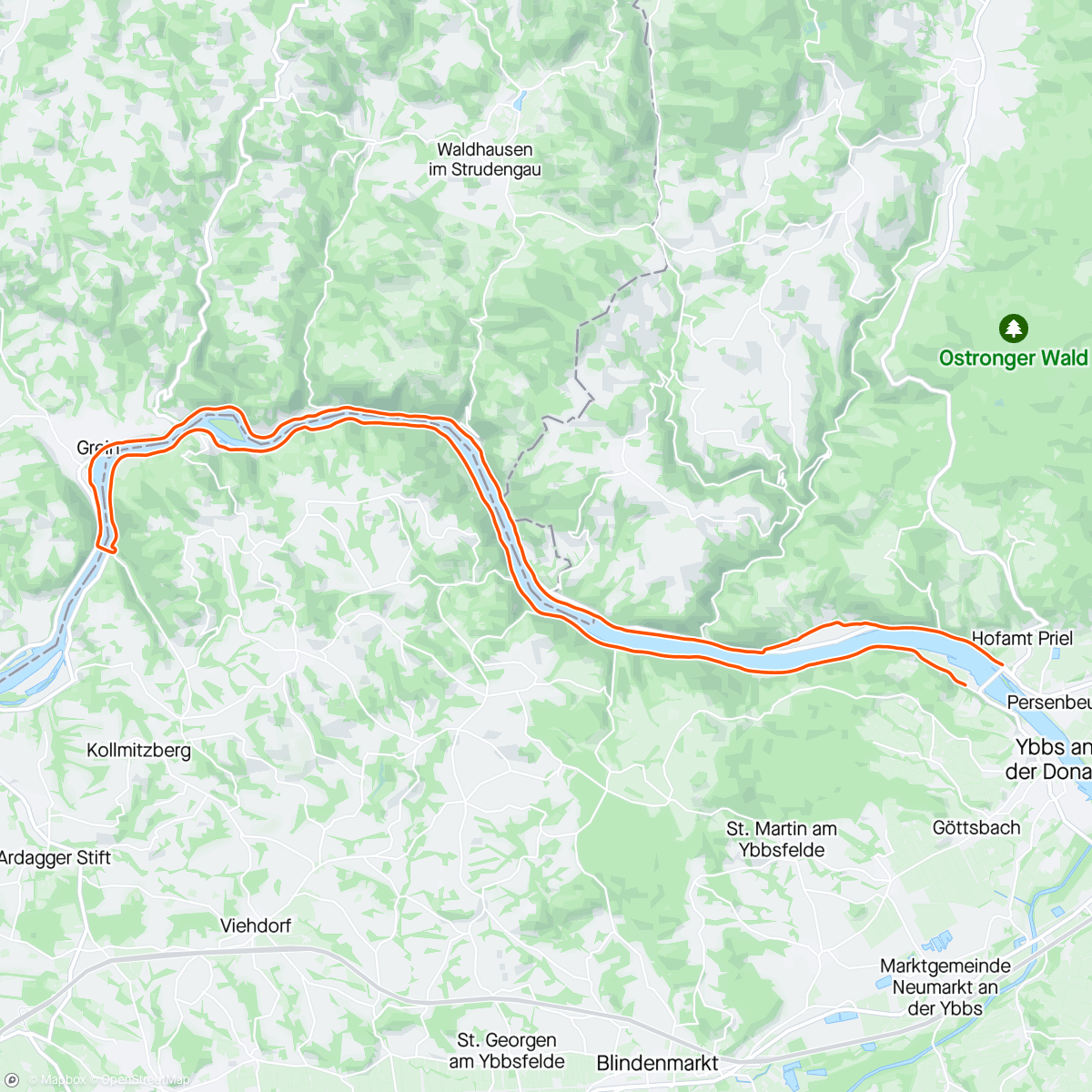 Map of the activity, ROUVY - Ybbs-Grein-Ybbs