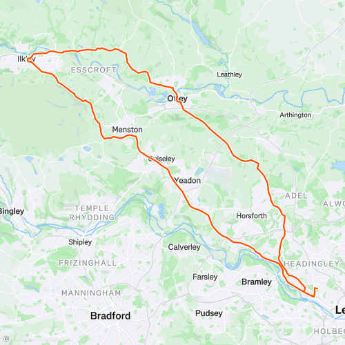 Home -> Otley -> Ilkley | 51.0 km Road Cycling Route on Strava