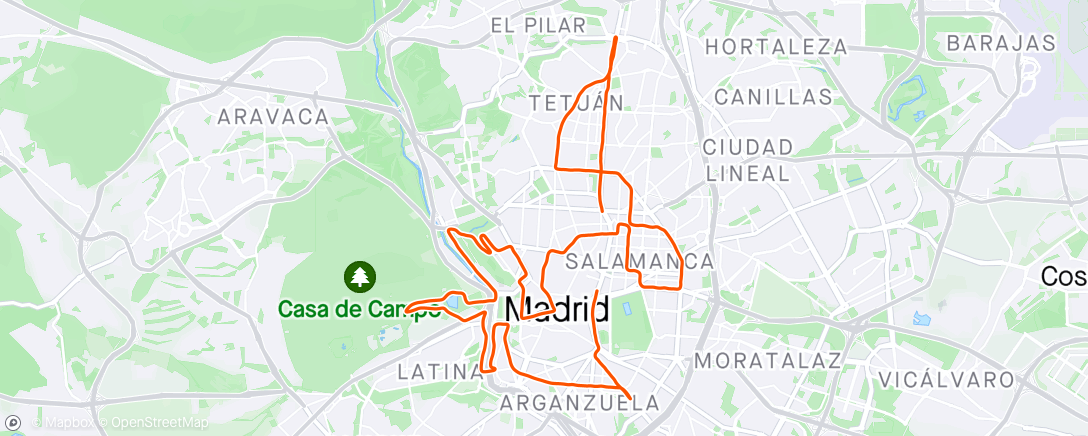 Mapa da atividade, Maratón de Madrid