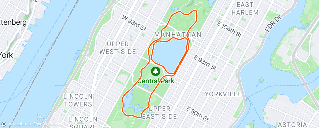 Karte der Aktivität „Zwift - Group Run: Group Run 10k  (B) on Hudson Roll in New York”