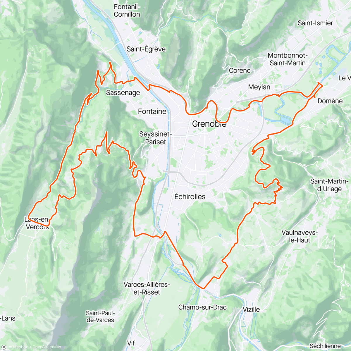 Map of the activity, Tempo montée gorges du Furon + bosse des 4 Seigneurs