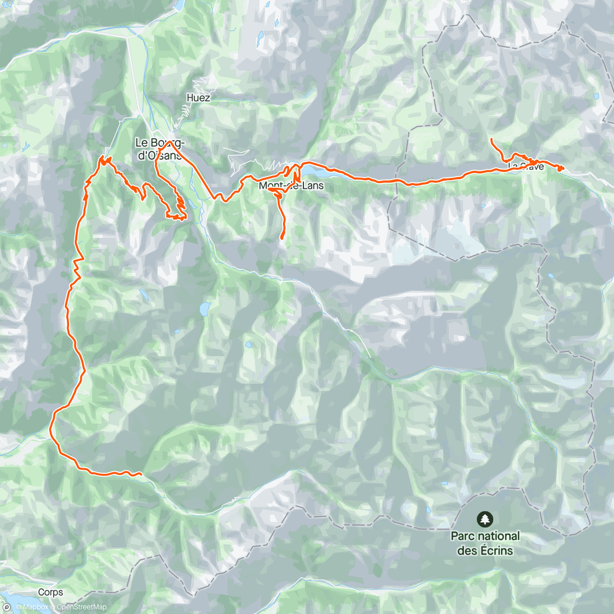 Carte de l'activité Day 64 🏔 Col d'Ornon - Villard Reymond - la Grave - Chazelet - Villar d'Arène - 🎙2 Alpes