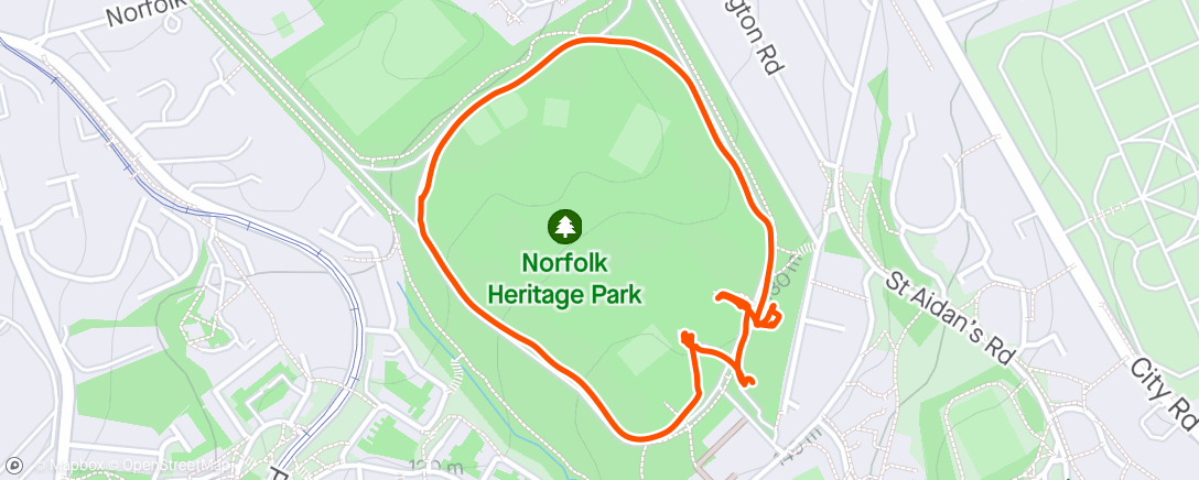 Map of the activity, A family walk around Norfolk Park with Nana and Grandad including coffee and cake at the cafe and a play in the park ☕️ 🧁