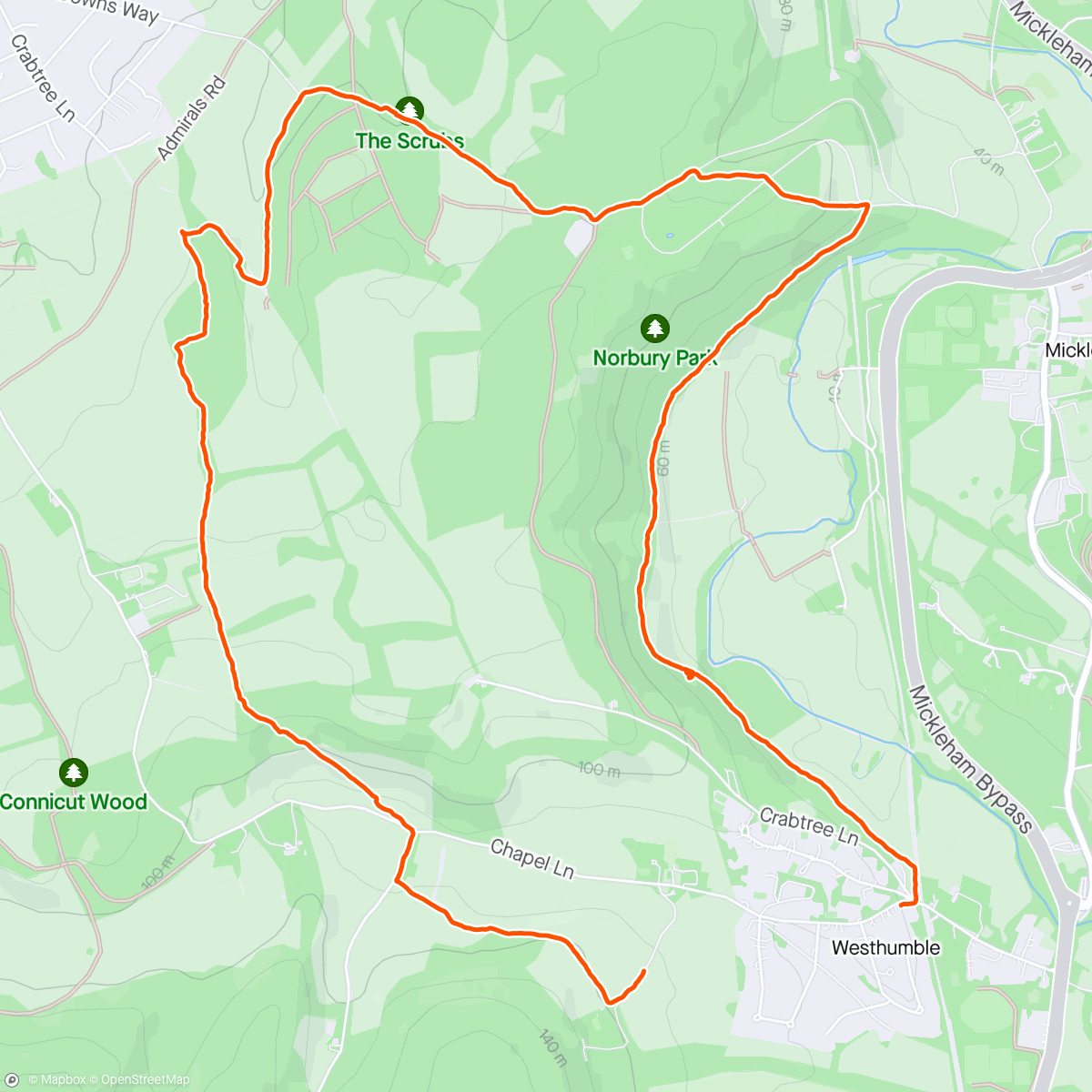 Map of the activity, Walk round norbury
