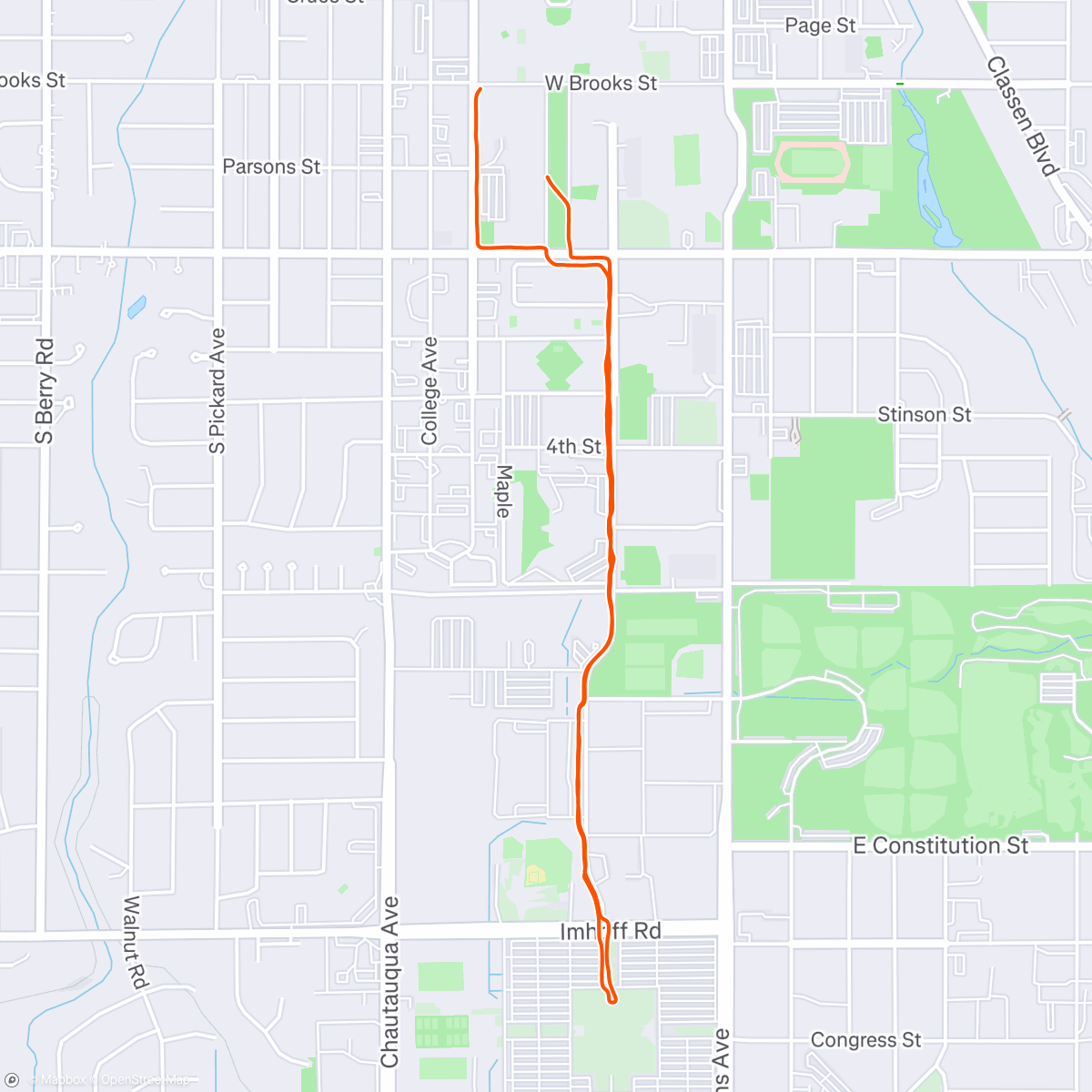 Map of the activity, OU Campus Run 5/17