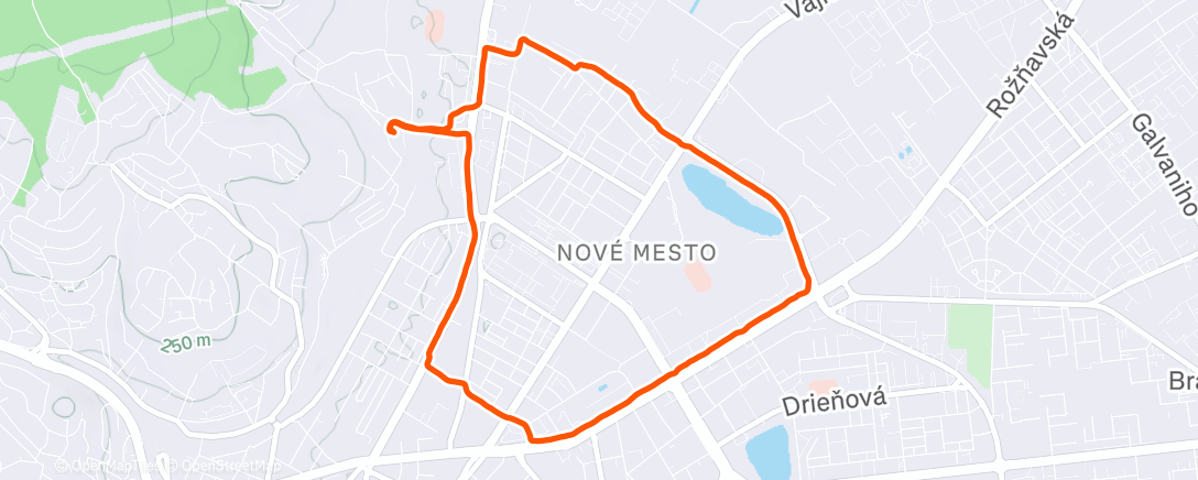 Map of the activity, Evening Run