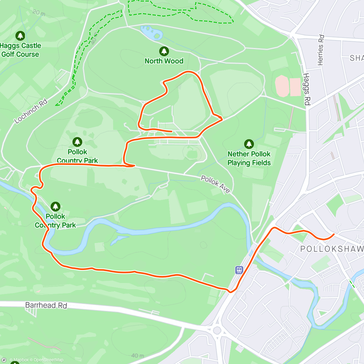 Map of the activity, Pre-parkrun plod