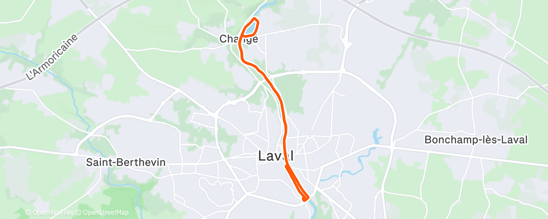 Map of the activity, Course à pied dans l'après-midi