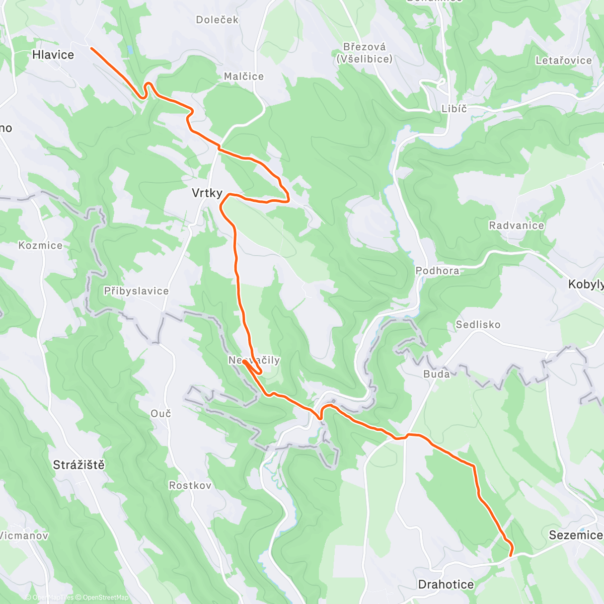 Map of the activity, Expedice Mohelka