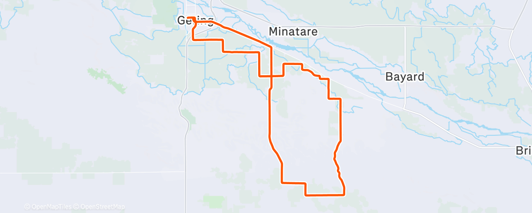 Map of the activity, One foot in the grave and the headwind on the highway buried me.