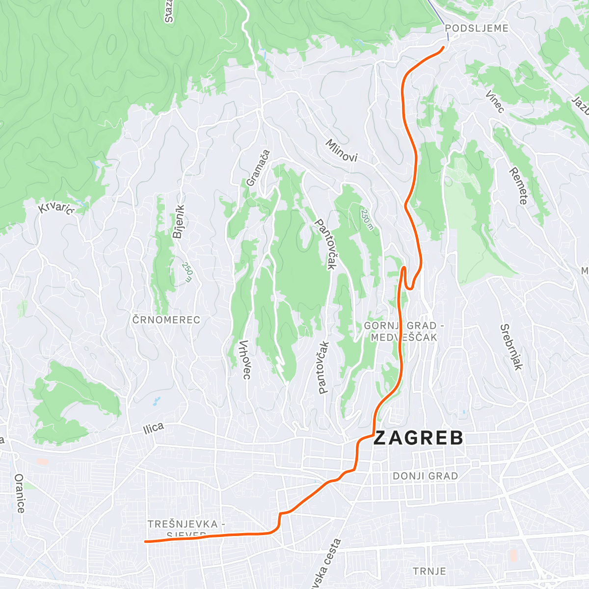 Map of the activity, Midday Walk