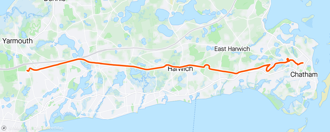 Map of the activity, ☀ Cape Cod Rail Trail and Old Colony Rail Trail