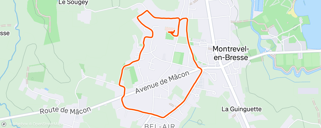 Map of the activity, Course à pied en soirée