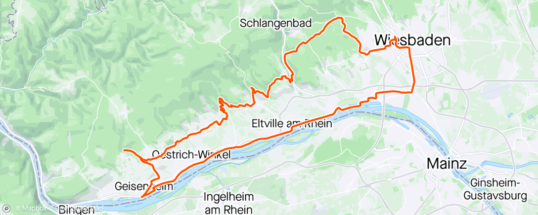 Mappa dell'attività Wiesbaden Gravelrunde mit einem Platten und leerer Etap auf dem Rückweg  🙈