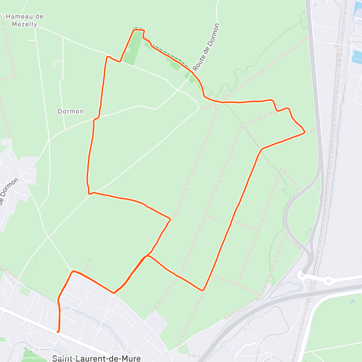 Map of the activity, Course à pied dans l'après-midi