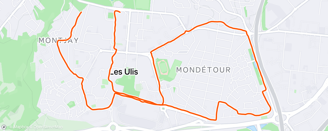 Map of the activity, Course à pied dans l'après-midi