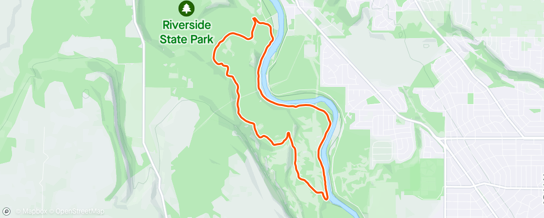 Map of the activity, Spokane river run 10k. 4th