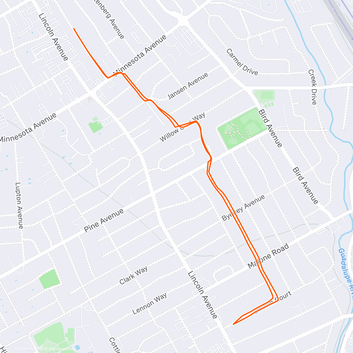 Map of the activity, Morning Run