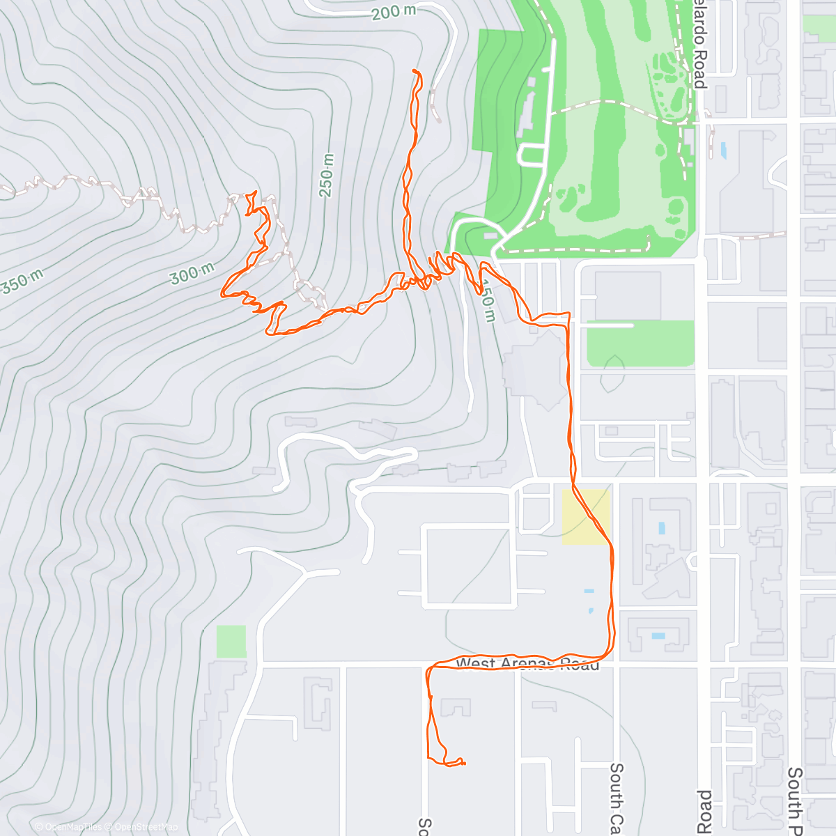 Map of the activity, palm springs hike