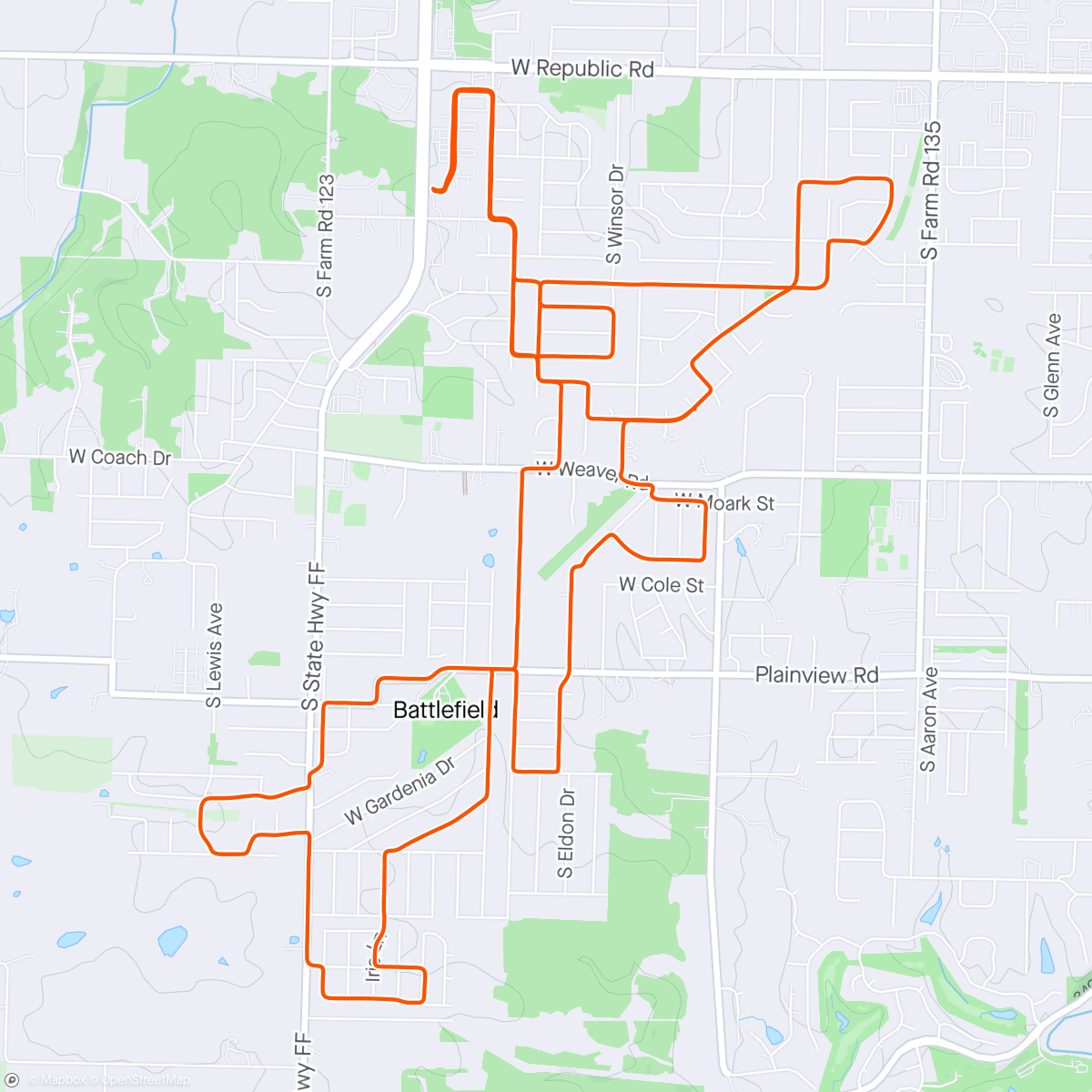Map of the activity, 417 cycling - Wire Road Brewery Ride