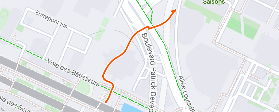 Map of the activity, Night Run to metro