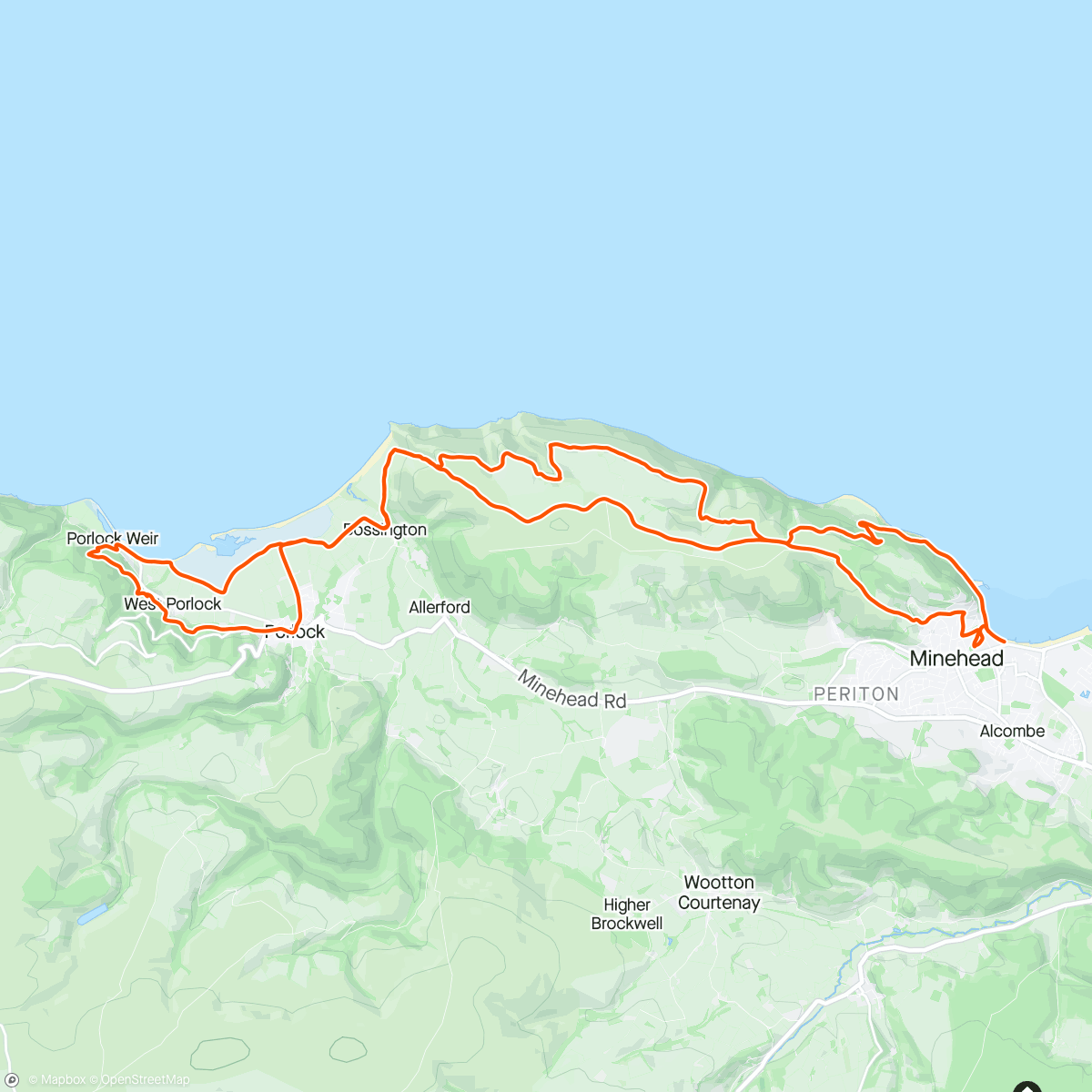 Map of the activity, Minehead 5 hours 🥳