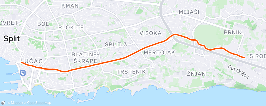 Map of the activity, Afternoon Run