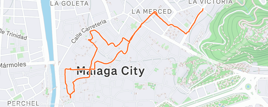 Map of the activity, Caminata de noche