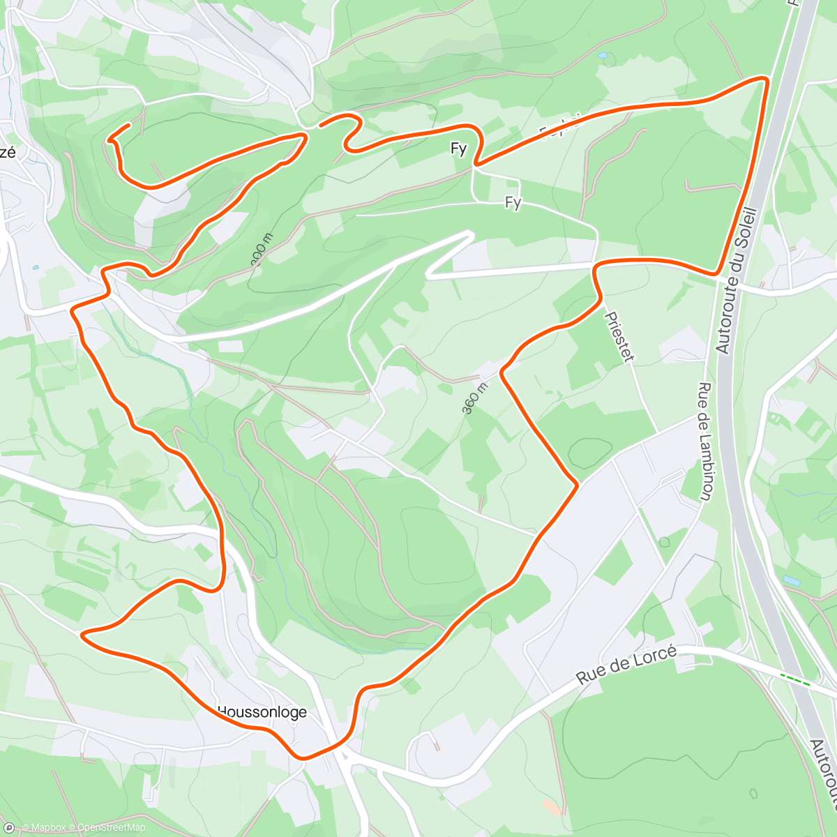 Map of the activity, 10km - Affûtage 2/4 - fartlek rythme lent