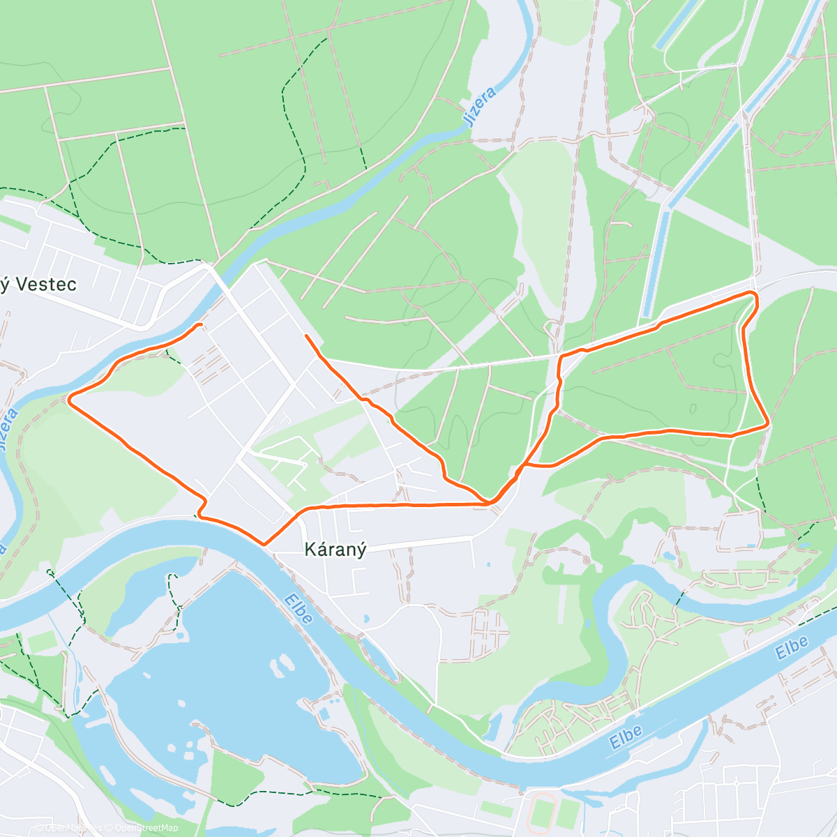 Map of the activity, Afternoon Run