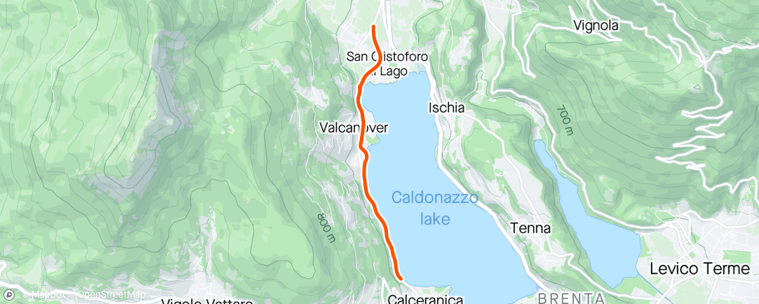 Mapa da atividade, ROUVY - Caldonazzo cycleway | Italy