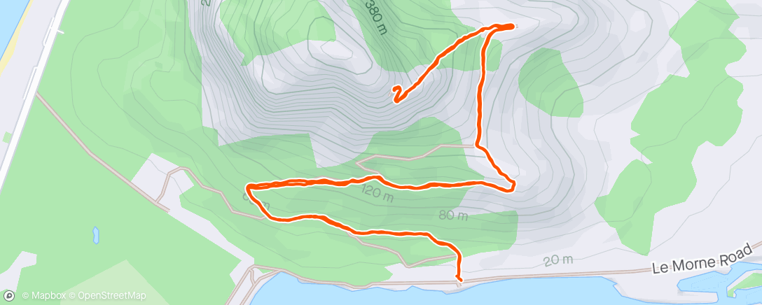 Mapa da atividade, Le Morne Hike