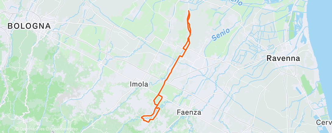 Map of the activity, Volta de bicicleta vespertina