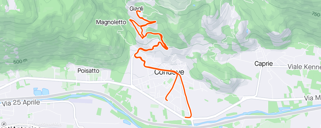 Mappa dell'attività Sessione di trail running pomeridiana